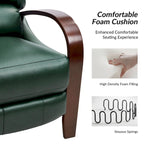 Alex Mid-century Modern Cigar Genuine Leather Manual Recliner with Wooden Curved Arms, Set of 2