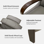 Alex Mid-century Modern Cigar Genuine Leather Manual Recliner with Wooden Curved Arms, Set of 2
