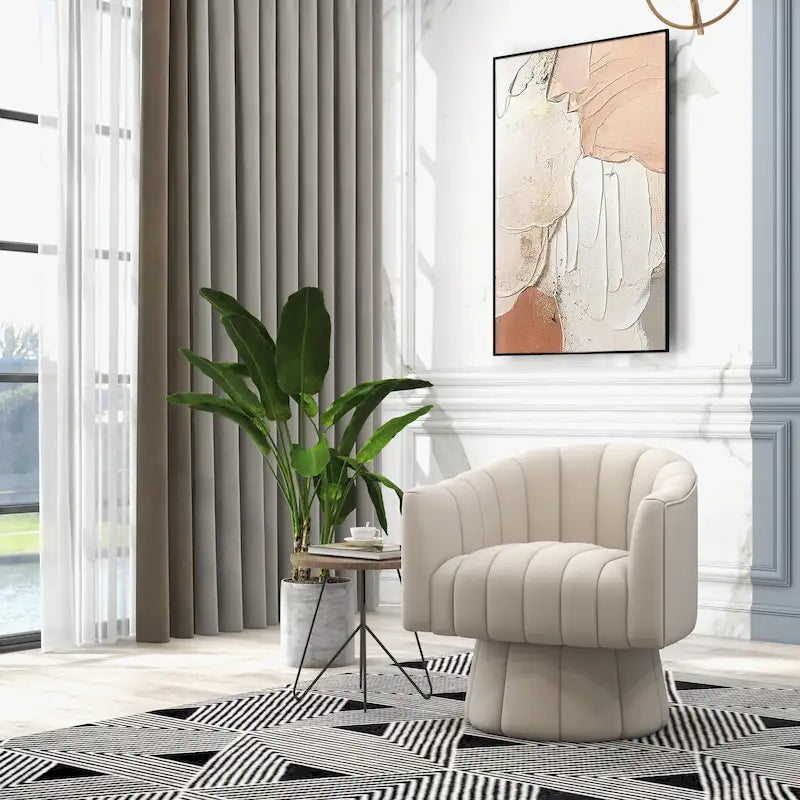 SEYNAR Modern Glam Velvet Upholstered Round Swivel Accent Arm Barrel Chair for Living Room