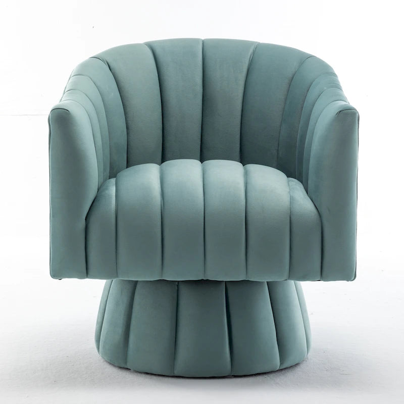 SEYNAR Modern Glam Velvet Upholstered Round Swivel Accent Arm Barrel Chair for Living Room