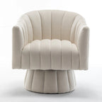 SEYNAR Modern Glam Velvet Upholstered Round Swivel Accent Arm Barrel Chair for Living Room