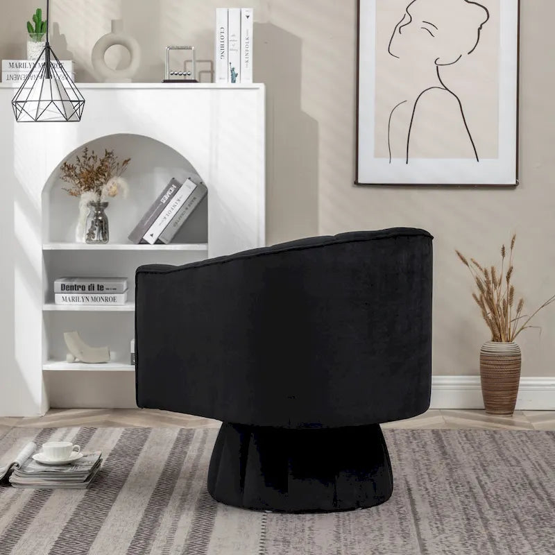 SEYNAR Modern Glam Velvet Upholstered Round Swivel Accent Arm Barrel Chair for Living Room
