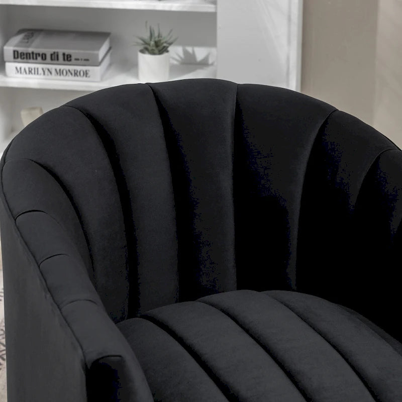 SEYNAR Modern Glam Velvet Upholstered Round Swivel Accent Arm Barrel Chair for Living Room