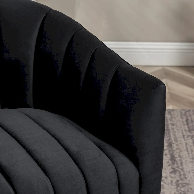 SEYNAR Modern Glam Velvet Upholstered Round Swivel Accent Arm Barrel Chair for Living Room
