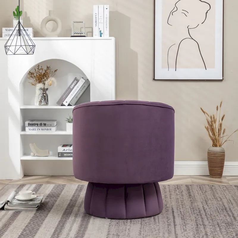 SEYNAR Modern Glam Velvet Upholstered Round Swivel Accent Arm Barrel Chair for Living Room