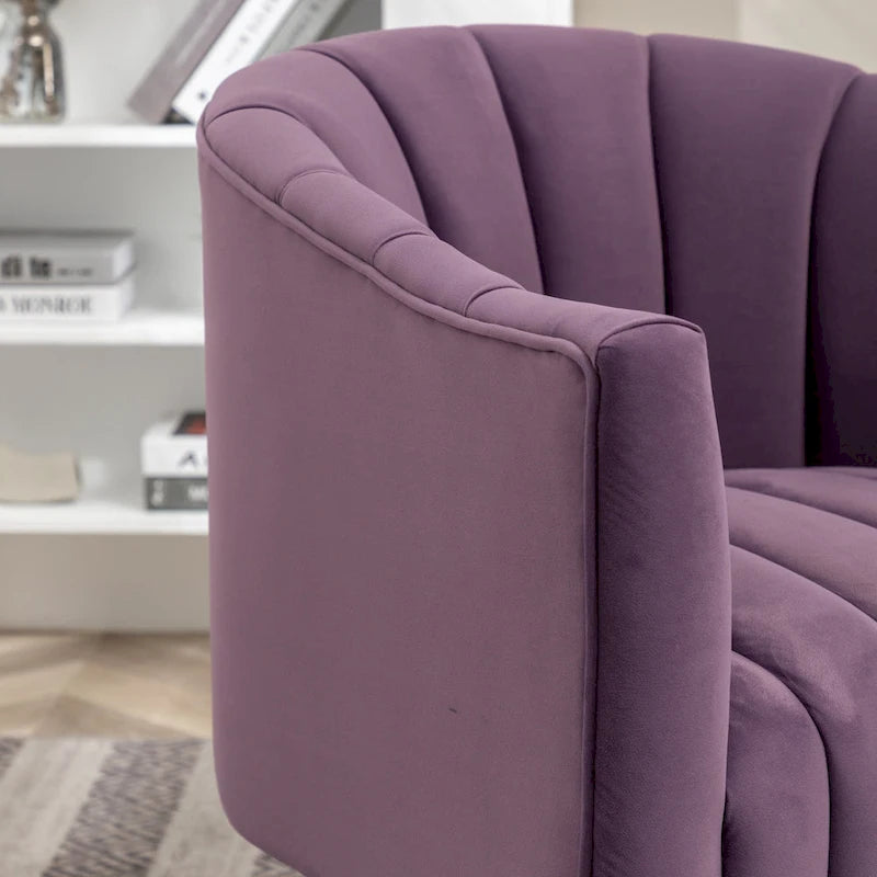 SEYNAR Modern Glam Velvet Upholstered Round Swivel Accent Arm Barrel Chair for Living Room