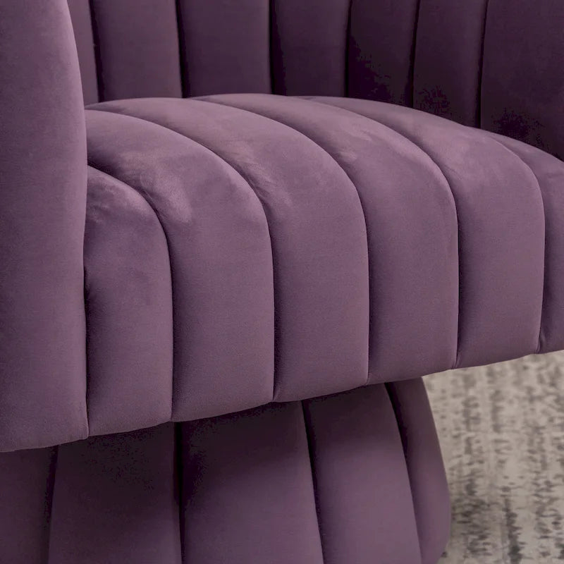 SEYNAR Modern Glam Velvet Upholstered Round Swivel Accent Arm Barrel Chair for Living Room