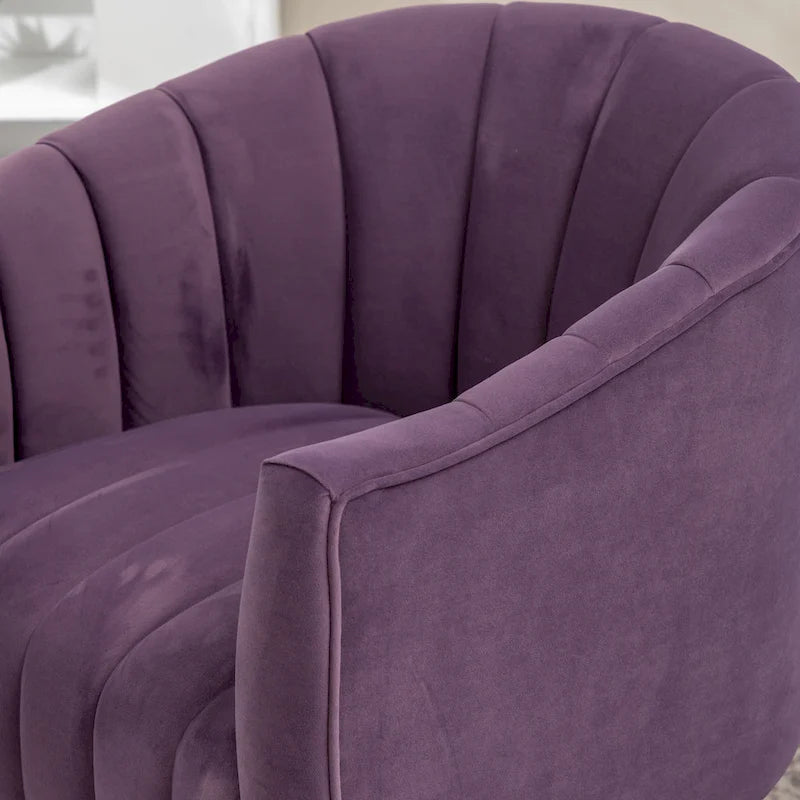 SEYNAR Modern Glam Velvet Upholstered Round Swivel Accent Arm Barrel Chair for Living Room