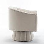 SEYNAR Modern Glam Velvet Upholstered Round Swivel Accent Arm Barrel Chair for Living Room
