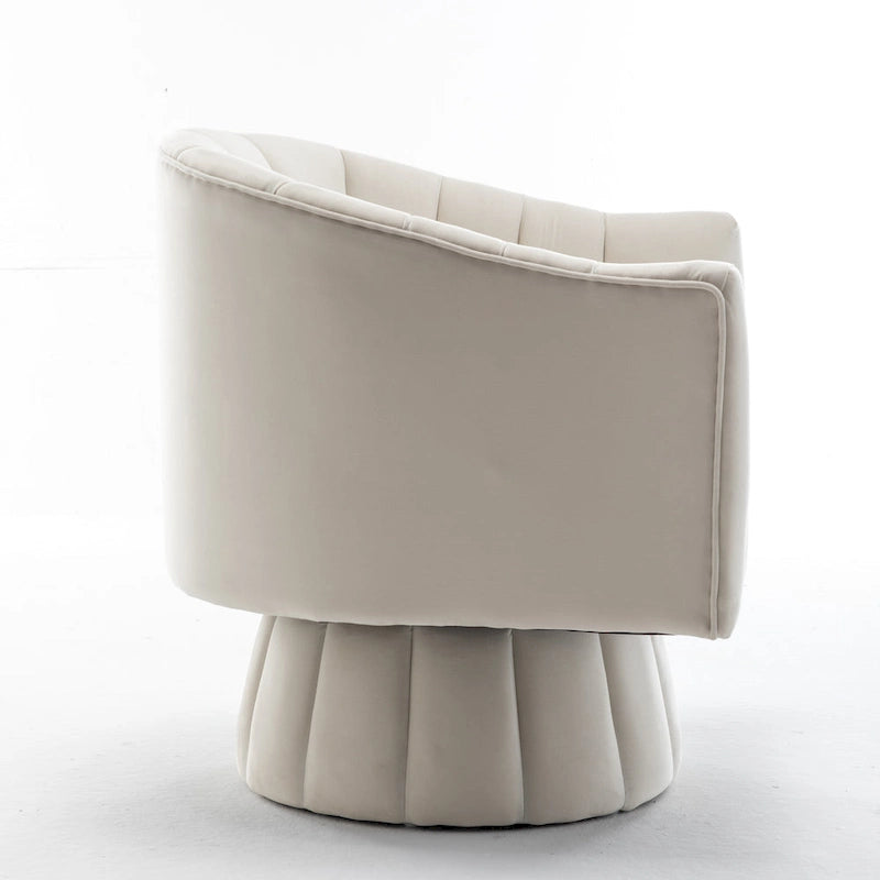 SEYNAR Modern Glam Velvet Upholstered Round Swivel Accent Arm Barrel Chair for Living Room