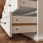 Chic Brown and White Dresser with Ample Storage Space Side Table