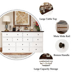 Chic Brown and White Dresser with Ample Storage Space Side Table