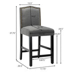 24 Inches Fabric Upholstered Nailhead Trim Counter Height Bar stools with Back Set of 2