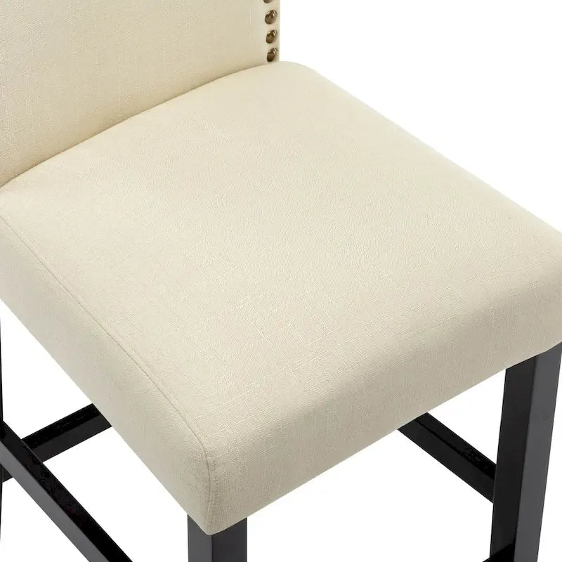24 Inches Fabric Upholstered Nailhead Trim Counter Height Bar stools with Back Set of 2