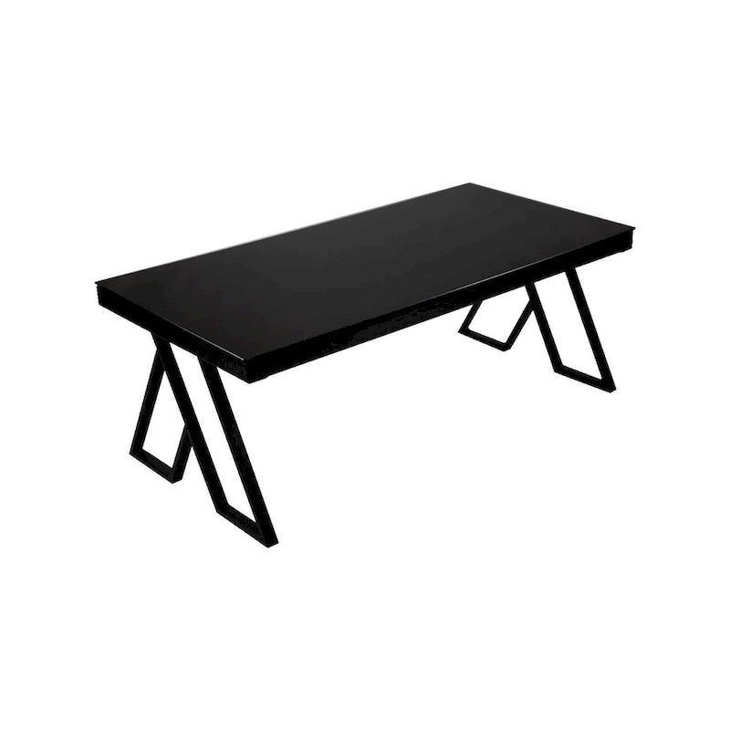 46 Tempered Glass Tabletop Metal Wrough Coffee Table Living Room