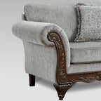 Roundhill Furniture Hernen Carved Wood Frame Loveseat