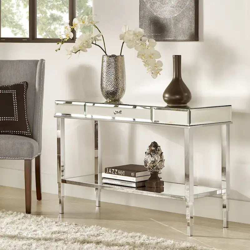 Camille Mirrored TV Stand Console Table with Drawer by iNSPIRE Q Bold