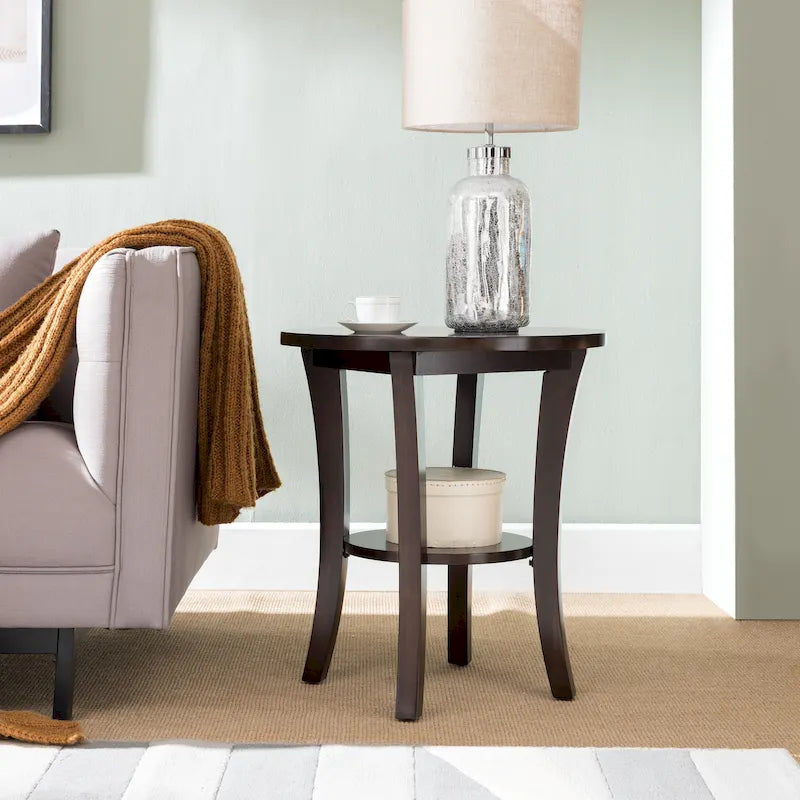 Leick Home Round Side Table with Shelf