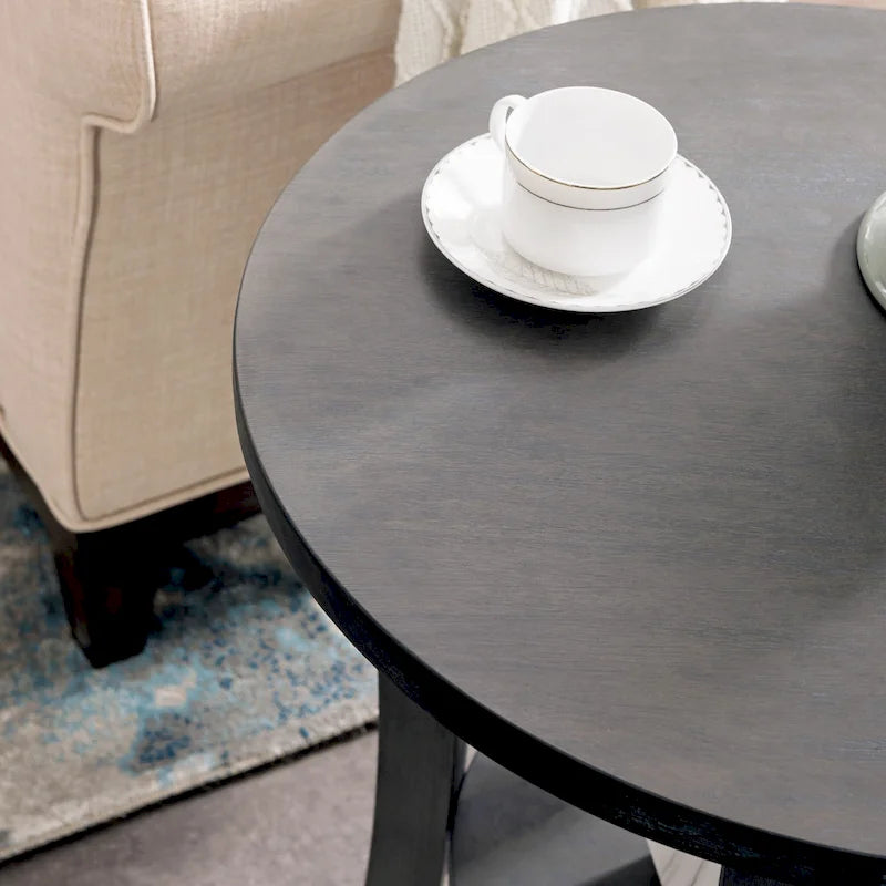 Leick Home Round Side Table with Shelf