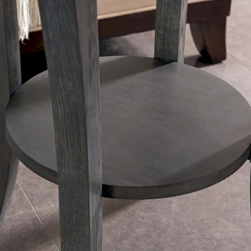 Leick Home Round Side Table with Shelf