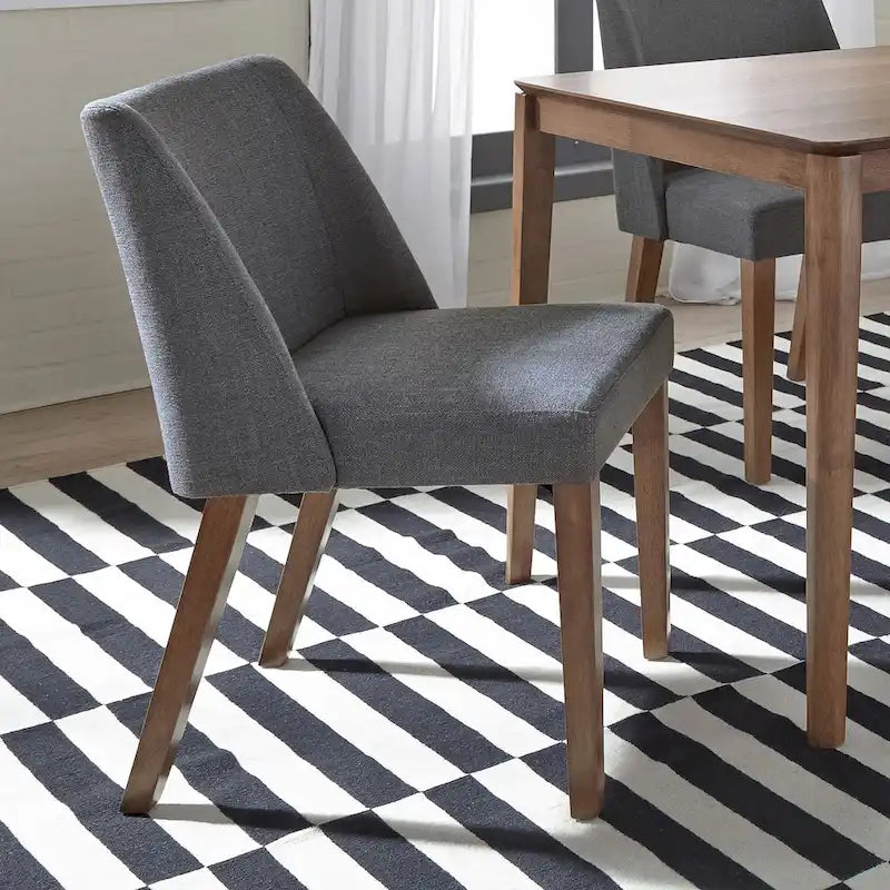 Space Savers Dining Chairs Set Walnut and Linen Upholstery 2 Piece - Various Colors