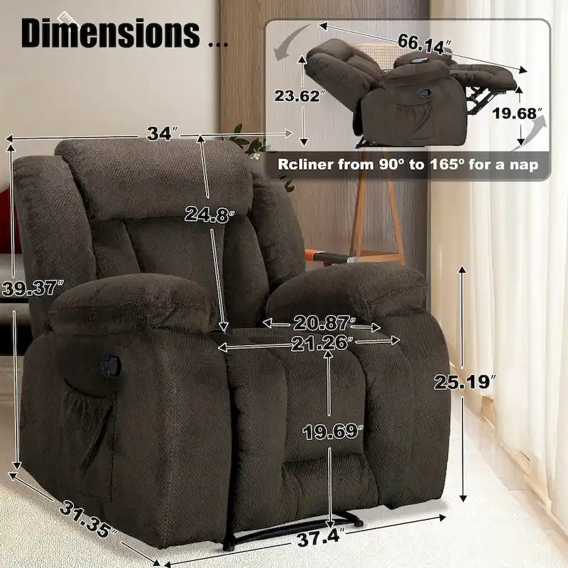 Rocker and Swivel Upholstered Recliner