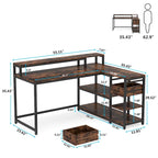 Modern L Shaped Computer Desk with Drawer and storage shelf