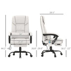 Vinsetto Office Desk Chair Recliner, Height Adjustable Movable Lumbar Support with 6-Point Vibrating Massage