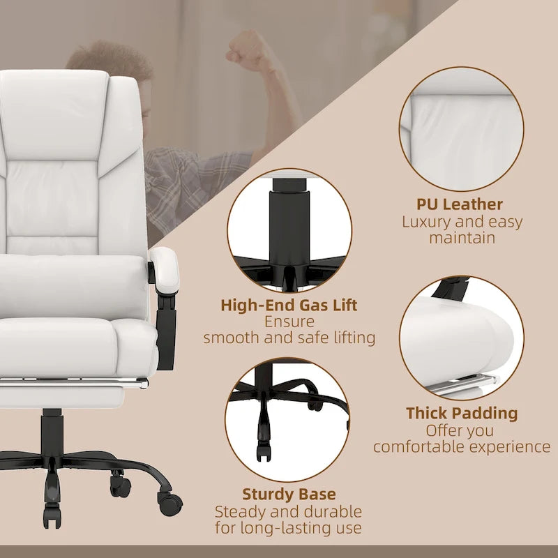 Vinsetto Office Desk Chair Recliner, Height Adjustable Movable Lumbar Support with 6-Point Vibrating Massage