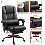 Vinsetto Office Desk Chair Recliner, Height Adjustable Movable Lumbar Support with 6-Point Vibrating Massage
