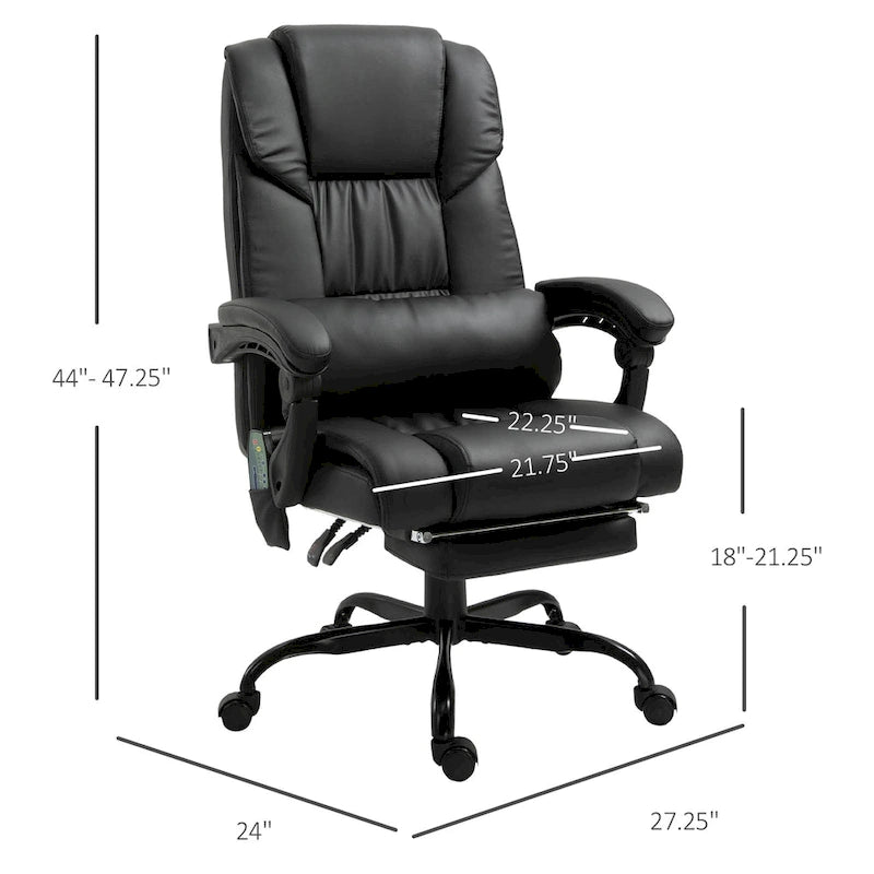 Vinsetto Office Desk Chair Recliner, Height Adjustable Movable Lumbar Support with 6-Point Vibrating Massage
