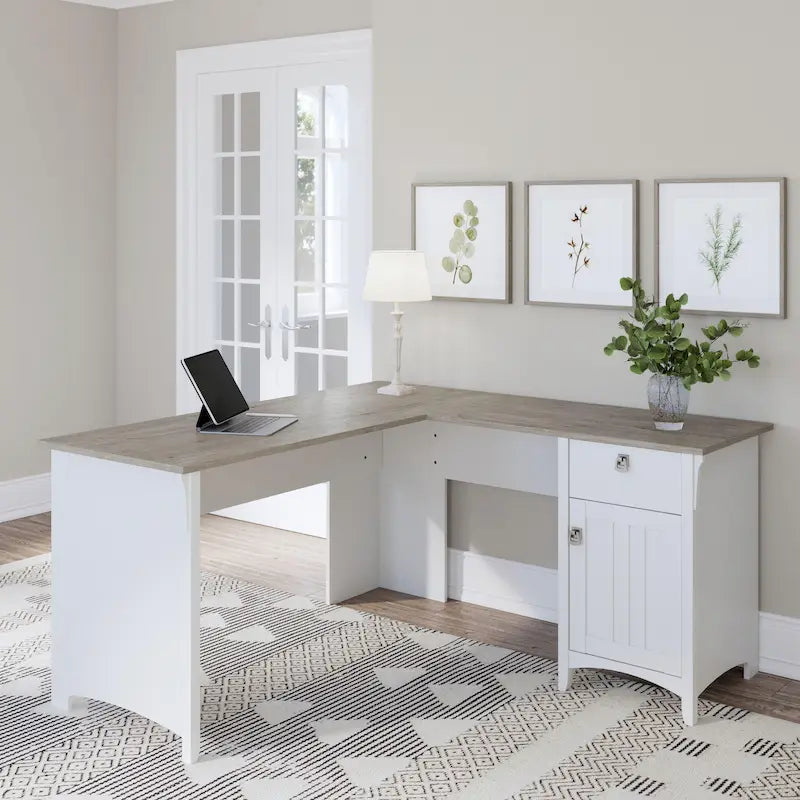 Bush Furniture Salinas 60W L Shaped Desk with Drawers and Storage