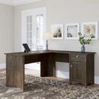 Bush Furniture Salinas 60W L Shaped Desk with Drawers and Storage