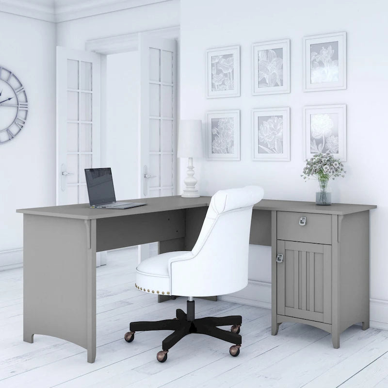 Bush Furniture Salinas 60W L Shaped Desk with Drawers and Storage