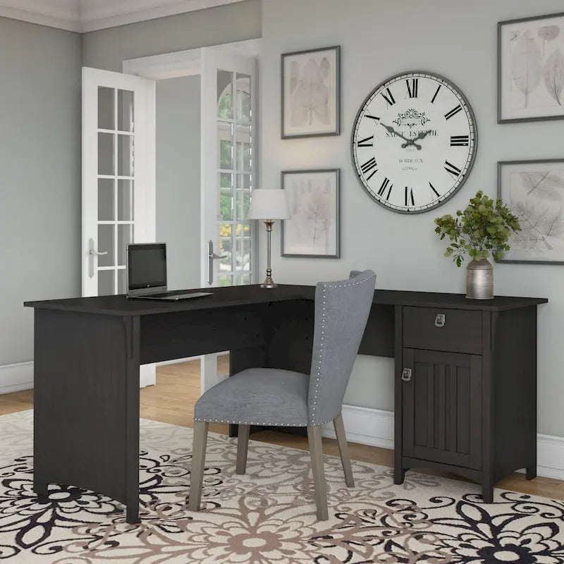Bush Furniture Salinas 60W L Shaped Desk with Drawers and Storage