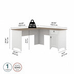 Bush Furniture Salinas 60W L Shaped Desk with Drawers and Storage