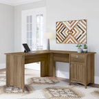 Bush Furniture Salinas 60W L Shaped Desk with Drawers and Storage