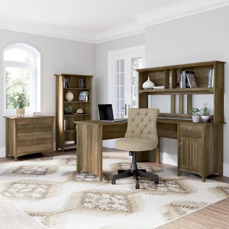 Bush Furniture Salinas 60W L Shaped Desk with Drawers and Storage