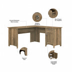 Bush Furniture Salinas 60W L Shaped Desk with Drawers and Storage