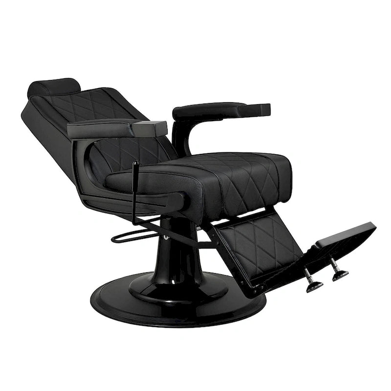 ROGERS Heavy Duty Barber Chair Reclining Barbershop Styling Chair, Black