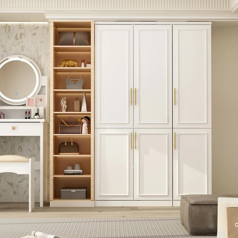 74.8H Large Modular Wardrobe Cloest Armoire Cabinet Glass Door