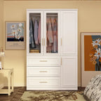 74.8H Large Modular Wardrobe Cloest Armoire Cabinet Glass Door