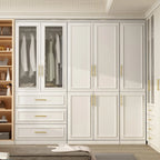 74.8H Large Modular Wardrobe Cloest Armoire Cabinet Glass Door