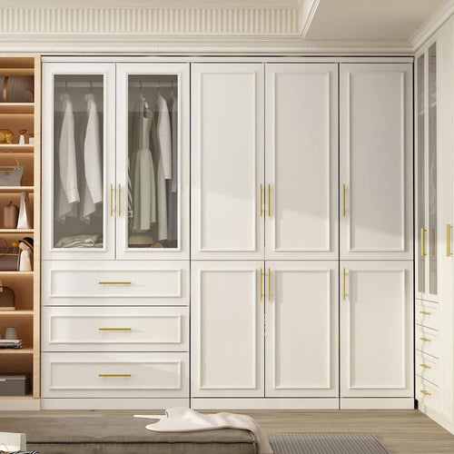 74.8H Large Modular Wardrobe Cloest Armoire Cabinet Glass Door