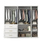 74.8H Large Modular Wardrobe Cloest Armoire Cabinet Glass Door