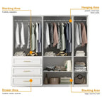 74.8H Large Modular Wardrobe Cloest Armoire Cabinet Glass Door