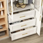 74.8H Large Modular Wardrobe Cloest Armoire Cabinet Glass Door