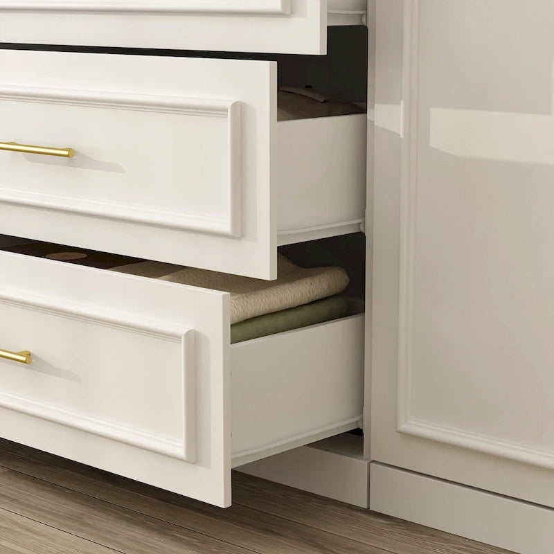 74.8H Large Modular Wardrobe Cloest Armoire Cabinet Glass Door