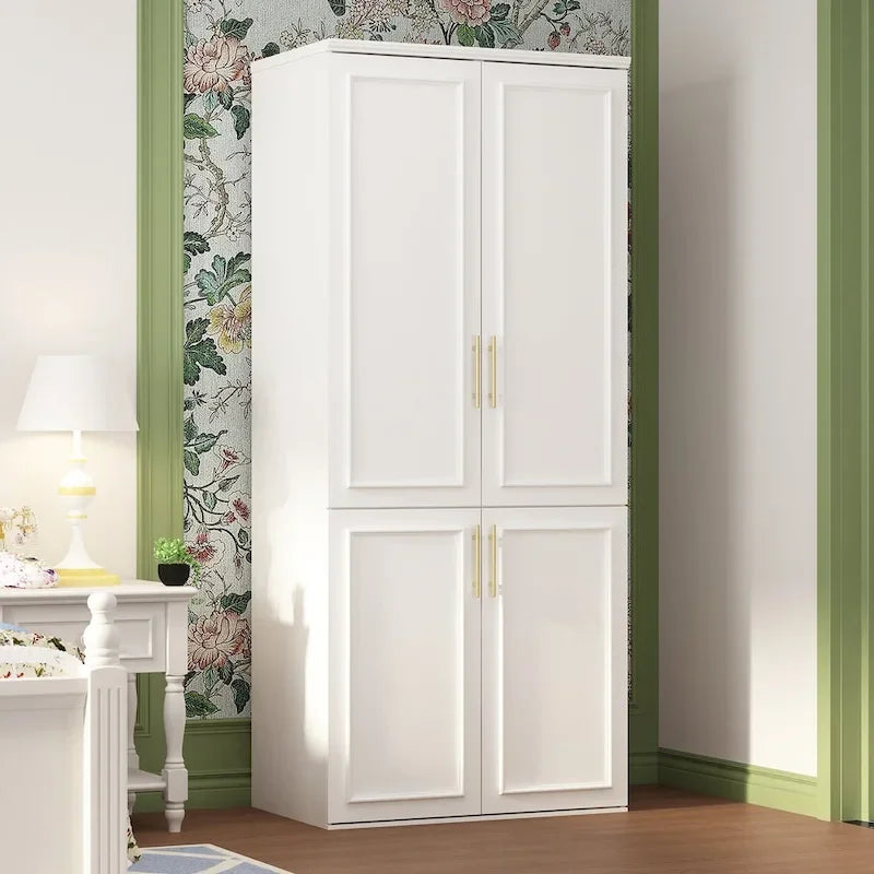 74.8H Large Modular Wardrobe Cloest Armoire Cabinet Glass Door