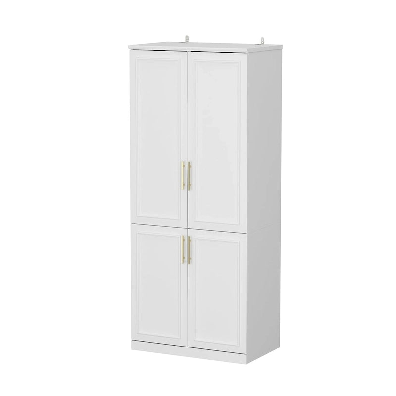 74.8H Large Modular Wardrobe Cloest Armoire Cabinet Glass Door